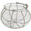 perfk Cesto portauova in filo metallico, cestino per raccogliere le uova, rustico, fattoria, supporto da banco rotondo, contenitore per uova di, Bianco