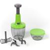 Meridiana Store Meridiana CHEF ROTOR Mixer Tritatutto Manuale, 5 Lame acciaio Inox, Trita Verdure, Frullatore, Taglio di Cipolla, Tritaverdure, Press Chopper, Contenitore 900 + 400 ml (Verde)