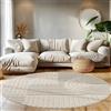 Teppium Tappeto a pelo lungo per soggiorno design boho scandinavo, facile da pulire, tappeto beige 80 x 80 cm rotondo