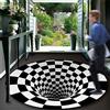 DOBOKS 3D Illusion Tappeto Zerbini Optical Illusion Area Tappeto Astratto Antiscivolo Nero Bianco Checkered Tappeti rotondi per Indoor Outdoor Corridoio Home Decor