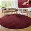 Paco Home Tappeto Moderno e Morbido per Soggiorno a Pelo Corto Lavabile Fluffy Uni Effetto Pelliccia Senza Tempo Elegante Antiscivolo Facile da Pulire, Dimensione:Ø 120 cm tondo, Colore:Rosso