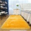 Tomifine Faux Tappeto di Pelle di Pecora, Lana Agnello Imitazione Tappeti Pelliccia Sintetica Decorativa, Adatto per Tappeto per Soggiorno, Tappetino per il Letto (60 x 90 cm,Giallo)