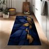 Generico Tappeto Passatoia Lungo 60 x 120 cm, Corridore Antiscivolo per Corridoio Piume Astratte Blu e Oro Fiori - Tappeto Lavabile Arte di Lusso per Cucina Ingresso Bagno Camera Scale