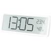 URPIZY Orologio da parete digitale LCD, indicatore di temperatura e umidità, USB o batteria, visualizzazione della data e della settimana, design moderno ABS, per casa, ufficio, tavolo o parete (bianco)