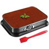 mumisuto Teglia Forno Rettangolare, Tortiera con Cerniera per Torte, Stampo da Forno Rettangolare 33 x 23 x 6.5 cm Con pennello in silicone, Acciaio al Carbonio, Antiaderente, per la Cottura di Torte e Dolci