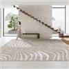 AAFUOO Beige/Grigio Moderno Geometrico Onde Strisce Tappeto Astratto Estetico Grande Soggiorno Tappeto Lavabile in Lavatrice Tappetini Antiscivolo 240x330cm(8×11ft)