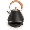 CREATE/KETTLE RETRO PRO/Bollitore elettrico da 1 l con controllo della temperatura nero/Sistema di autospegnimento, ebollizione rapida, base antiscivolo, pannello trasparente, 1200 W