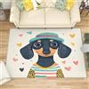 Generico 3D Tappeto Salotto Pelo Corto 60x90 cm, Cartone Animato Carino Bassotto Tappeto Camera Per Bambini Antiscivolo Lavabile, Amore Per I Colori Tappeti Decorazione per Corridoio, Soggiorno, Sala