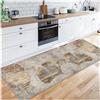 Siunwdiy Tappeto Passatoia Cucina 2.3 Metri Antiscivolo Lavabile Marrone Foglia Vintage Tappeti Runner Lungo Antiscivolo Microfibra Tappeto per Ingresso Corridoio Soggiorno Tappetino,60X230CM