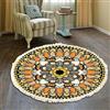 Duories Tappeto rotondo in cotone bohémien, lavabile, tessuto a mano, con nappe, per camera da letto, corridoio, soggiorno, tavolino da caffè, lavabile in lavatrice, 80 cm, fiori #31