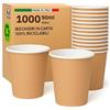 ecodrinks - 1000 Bicchieri Caffe Carta Da 90ml - Set Bicchierini Monouso per Bevande Calde/Fredde - Biodegradabili, Eco-friendly e Made in Italy, Avana