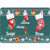 Colorfamily Tappeto Zerbino Natale personalizzato con nome Famiglia 2 figli Fantasia Natalizia Calze Ingresso Casa Regalo Natale 60x40 cm