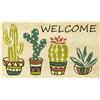 Baroni Home Zerbino Ingresso Casa in Fibra di Cocco Dipinto a Mano, Tappeto da Esterno con Fondo Antiscivolo, Zerbino Resistente e Facile da Pulire, Cactus Vasi Welcome, 70x40 cm
