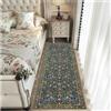 BORKOY Tappeto Runner Passatoia Lungo 3 metri Blu scuro Motivo Floreale Stile Vintage Antiscivolo Lavabile Morbido Tappeti Corridoio per Cucina Camera da Letto Soggiorno Ingresso Interno 50x300cm