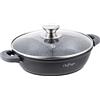 Cheffinger Padella da portata con coperchio a induzione, Ø 28 cm, in alluminio pressofuso, colore nero