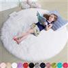 Skeiyo Area Rugs Tappeto peloso rotondo shaggy per soggiorno, camera dei bambini, camera da letto, decorazione per la casa, bianco, 130 x 130 cm