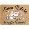 Colorfamily Tappeto Zerbino Natale personalizzato con nome Famiglia Natalizio Buon Natale Santa Pupazzo Pinguino Ingresso Casa Regalo Natale 60x40 cm