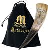 Mythrojan Corno medievale per bere, corno vichingo, norreno realizzato con corno autentico naturale al 100% per eventi medievali LARP Cosplay, birra idromele da bere, Finitura - 400 ml