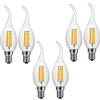 ZYUJIA E14 6W Lampadina a Candela LED Dimmerabile(Equivalente a 60W) 6 Confezioni C35 Lampadina a Filamento LED 600LM 2700K Bianco Caldo Lampada a Candelabro Vintage a Risparmio Energetico