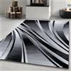 Carpetsale24 Tappeti a pelo corto, colore nero, disegno astratto delle onde, 3809, tappeto rettangolare, Tappeto soggiorno, 200 x 290 cm
