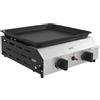 Outsunny Plancha a gas in acciaio inox smaltato a 2 fuochi 4,8 kW antiaderente grande superficie di cottura 40L x 34l cm, trasportabile