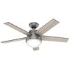 HUNTER FAN Ventilatore da Soffitto Stile 117cm per Interni con Luce e Telecomando, con 5 Pale Reversibili Color Rovere Grigio Chiaro e Noce Grigio, Ideale per l'Estate e l'Inverno, Modello 50640