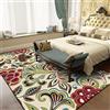 LONGSAO Tappeto Designer Tappeto Moderno Salotto,160 x 160 cm, Stile etnico con piante verdi e fiori rossi in piena fioritura Pelo Corto Lavabile Antiscivolo Tappeti Antiscivolo Decorativo Tappeto