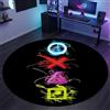 Teppich-Traum Accattivante tappeto da gioco con accattivanti simboli colorati al neon su sfondo nero 120 cm Rotondo