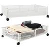 BestAlice Contenitori Sotto Letto, Contenitori Sotto Letto con Ruote e Maniglie, Cassetto Organizzatore Sotto Letto Pieghevole in Metallo per Camera da Letto, Vestiti, Coperte E Scarpe(Bianco 2)