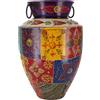 GURU SHOP Guru-Shop Vaso Vintage in Metallo, Brocca Rajasthan, Dipinto a Mano con Disegno Patchwork - Dimensioni 37cm, Multicolore, Ferro, 37x25x25 cm, Vasi Vasi da Fiori