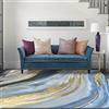 Tappeti Design Tappeto Soffice 180 X 200 CMAcquerello di linea curva grigio blu astratto di lusso leggero moderno dell'oro Tappeto Soggiorno Cameretta Divano Corridoio Sala Pranzo 180x200cm
