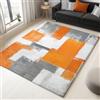 Generico Tappeto Salotto 160x230cm Quadro Astratto Grigio Arancione Tappeto pelo corto Camera da letto Cucina Soggiorno cameretta sala camera Tappeti moderni lavabile antiscivolo