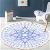Tomifine Tappeto con Nappe Bohémien Tappeto Lavabile, Tappeti da Salotto rotondo, Tappeto Stampato Ingresso Tessuto Stampato per Camera da Letto, Cucina (120cm,Blu Chiaro)