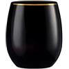 Decor Decorline DECORLINE - 24 Bicchieri da vino in plastica Rigida senza stelo - set da 24 - Eleganti, Resistenti e Riutilizzabili, Infrangibili senza BPA per vino rosso e bianco - Nero con bordo Dorato
