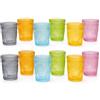 cecaro group Set 12 Bicchieri in Vetro Colorati 300 ml - Bicchieri Acqua Resistenti in Vetro Spesso Inciso - Set Bicchieri Moderni Multicolore per Tavola, Cucina, Bevande, Idea Regalo
