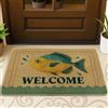 Generic Zerbino con pesci, stile vintage, con scritta Welcome Water Summer Blue, antiscivolo, per casa, ufficio, esterno, interno, ingresso, 73 x 43 cm