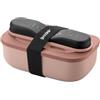 Guzzini - Store&Go, Set Lunch Box con Posate da Viaggio - Rosa Fiore di Pesco, 20x12xh7 cm - 900 cc - 171102251