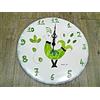 generico Ceramica sarda orologio tre misure da parete biscotto bianco Pavoncella Dipinta a mano Verde (32cm)