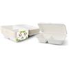 BIOZOYG Vaschette Monouso Ecologiche di Bagassa Stoviglie Usa e Getta biodegradabili di Canna da Zucchero I Scatola Pranzo 2 Scomparti con Coperchio 650 ml I 500 Piatti da Asporto 16,5x25 cm bianco