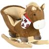 HOMCOM Cavallo a Dondolo per Bambini da 18-36 Mesi con Suoni Realistici, 60x33x50 cm, Marrone e color Legno|Aosom