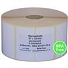 Etikettenshop Thon Etichette termiche con perforazione su rotolo, 57 x 32 mm, 2.100 pezzi, manicotto da 25 mm, permanente, senza BPA