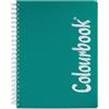 Colourbook Quaderno A4 Con Spirale, 150 Fogli Alta Capacità, Carta 70 g/m², 4 Fori Con Microperforazione, 2 Divisori In PP, Quadretti 5 Mm Senza Margine, Colore Verde Zaffiro