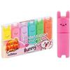 NIKOFFICE HIGHLIGHTER MARKER BUNNY BUNNY - Set 6 Mini Evidenziatori Pastello | Forma di Coniglietto | Asciugatura Rapida | Inchiostri a Base d'Acqua