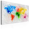 B&D XXL - Lavagna Di Sughero per Puntine - Mappa Mondo 120x80 cm 1 Pezzo - Bacheca Sughero da Parete & Quadro su tela in un Uno - Grande Decorativo per Parete per le Note - Geografica k-B-0016-p-a