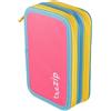 Pryma Astuccio 3 Zip 20x13x7 cm - Astuccio Scolastico Multifunzionale con 3 Scomparti (Rosa)