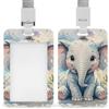 MXZERFKGLA Porta badge verticale in plastica protettiva per carte di credito carino elefante bambino acquerello porta badge con cordino porta carta d'identità