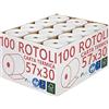 5 Stelle Confezione 100 Rotoli Termici mm 57x30 mt Omologati per Registratore di Cassa Carta Termica 1^ Qualità