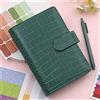 Generic Copertina per raccoglitore ad anelli formato A6 - in pelle ecologica con motivo coccodrillo, 6 anelli, organizer per quaderno ricaricabile, copertina per fogli sciolti (verde)