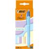 BIC 3 penne a sfera in 4 colori pastello