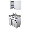 GI.MAR+APELL Mobile Sottolavello Bianco 1 Anta e Cassettiera con Lavello Inox e Pensile Colapiatti